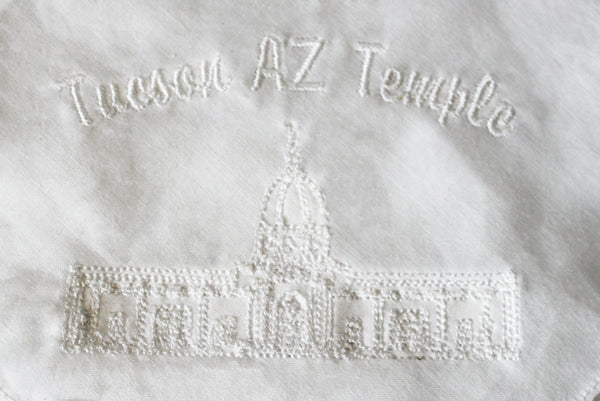 LDS Tucson Temple Men and Women Handkerchief  *lace edge sold out - Forever Stitches